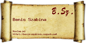 Benis Szabina névjegykártya