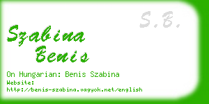 szabina benis business card